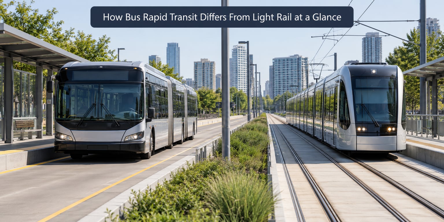 How Bus Rapid Transit Differs From Light Rail at a Glance