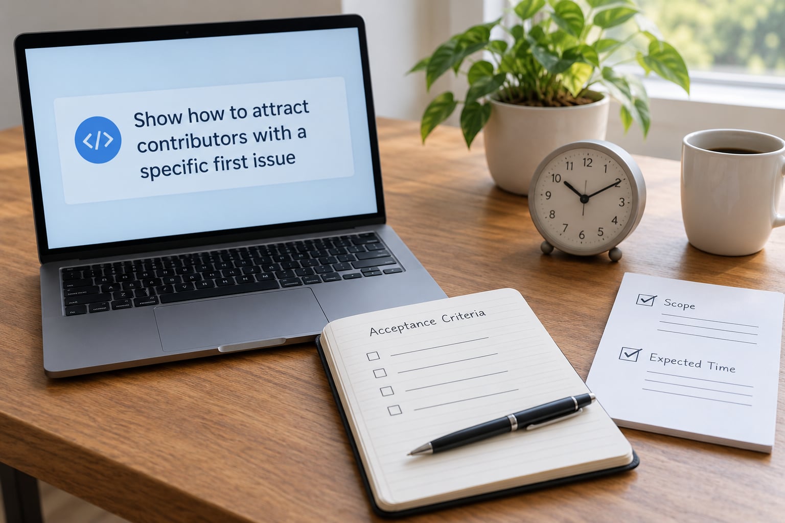 Show how to attract contributors with a specific first issue