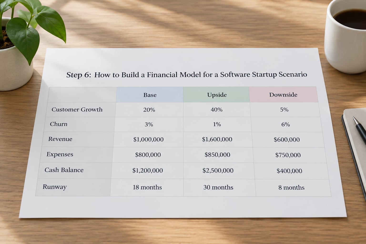 Step 6: How to Build a Financial Model for a Software Startup Scenario